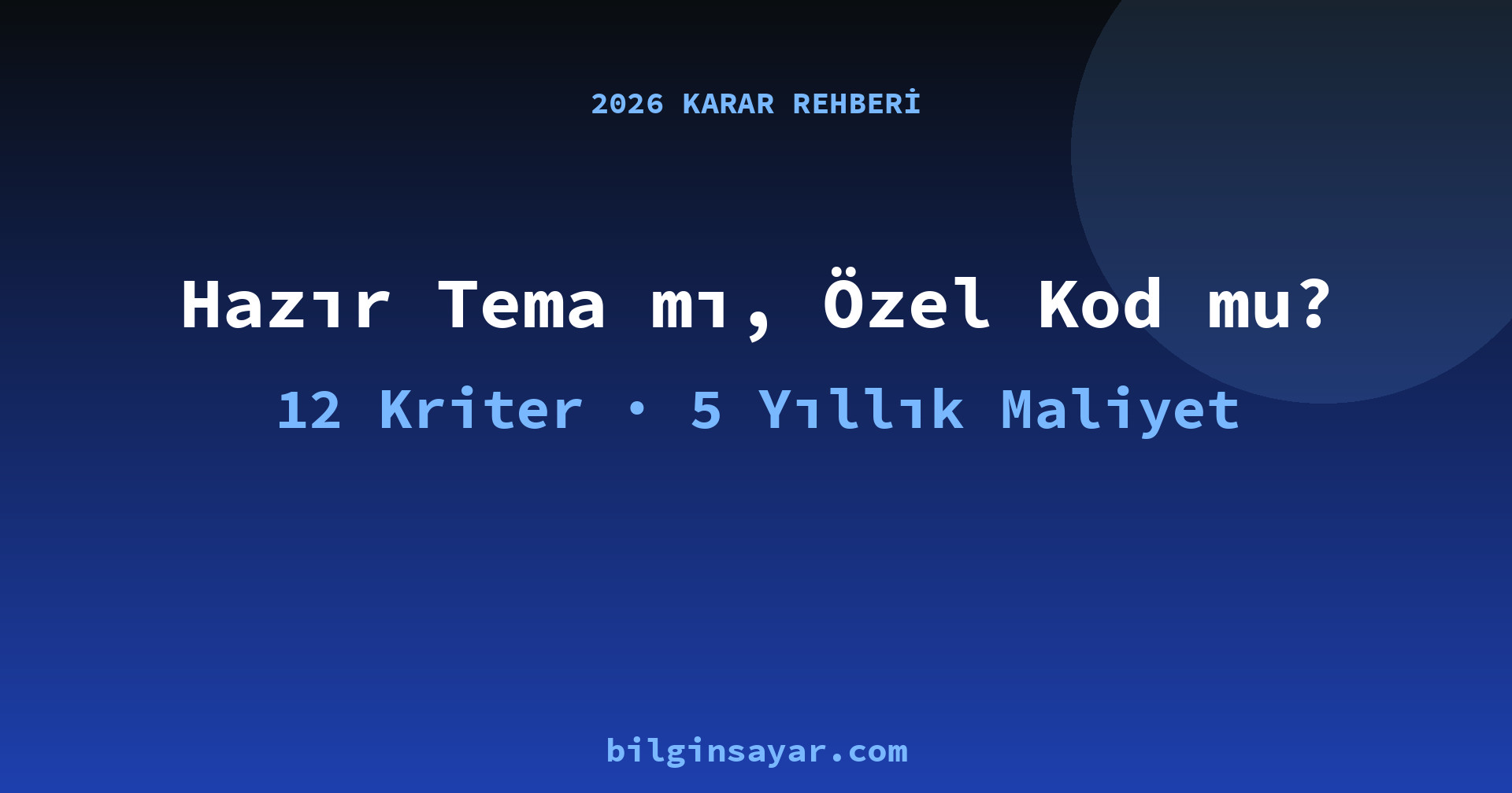 Hazır Tema mı, Özel Kod mu? — 12 Kriter · 5 Yıllık Maliyet